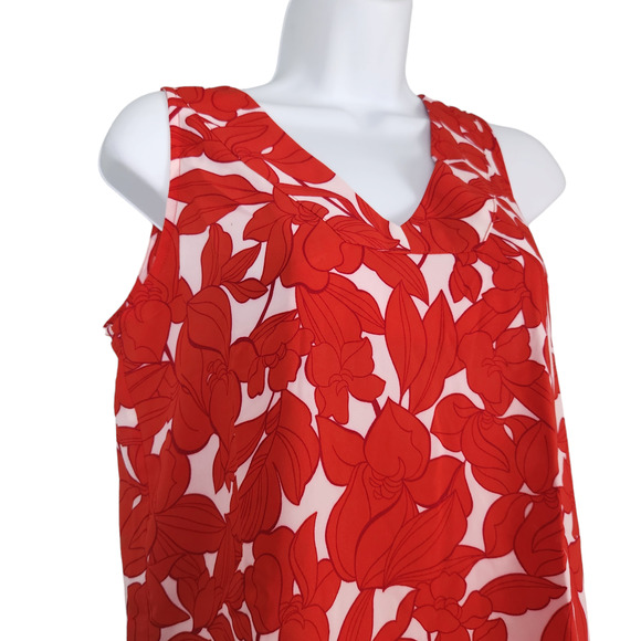 T Tahari Blouse Size XS Floral V Neck Sleeveless Blouse NWT - Picture 2 of 12